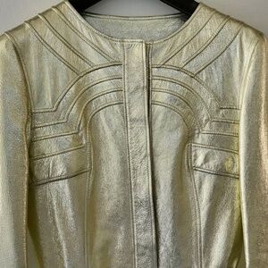 Emilio Pucci gold deerskin leather coat, size Small